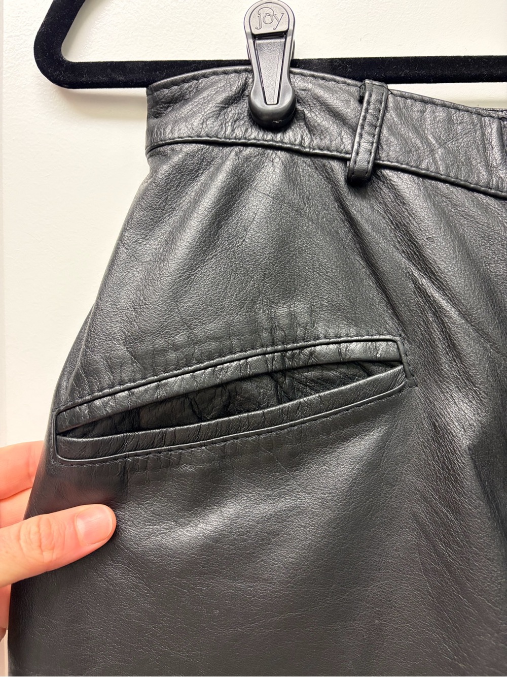 Vintage NWT Spiegel Black Straight-Leg Leather Pants - Picture 3 of 9